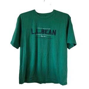 LL Bean Mens Logo Short Sleeve Tee Size Large Green
